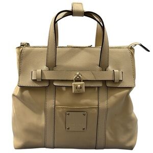 Henri Bendel Jetsetter Tan Nylon Leather Convertible Backpack Shoulder Bag